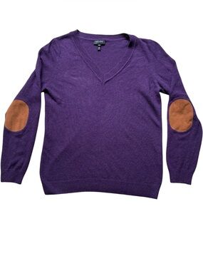 Escada Sport Women's Purple V-Neck Sweater Elbow Patches Size XS